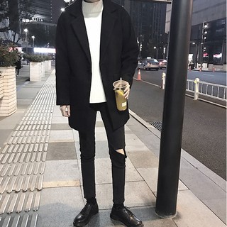 (ORDER) Áo blazer dạ đen trơn form rộng