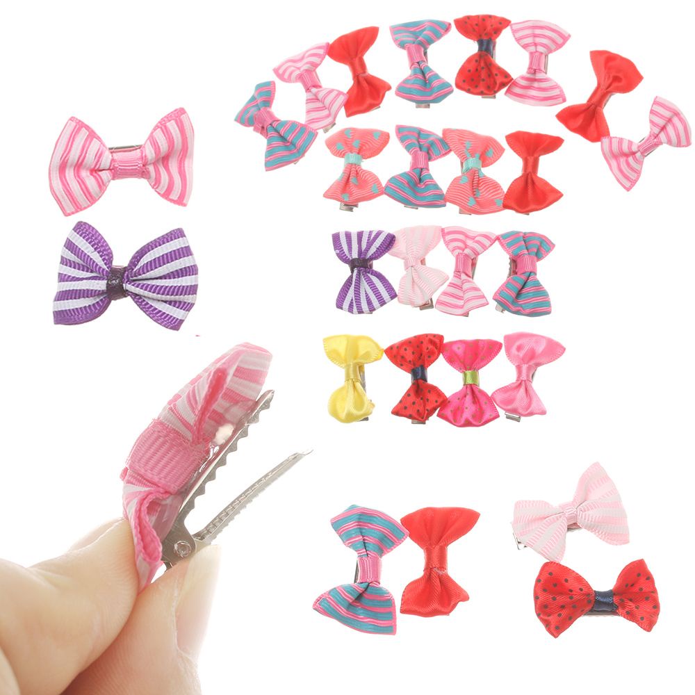 Set 20 Kẹp Tóc Hình Nơ Nhiều Màu Sắc Cho Bé Gái