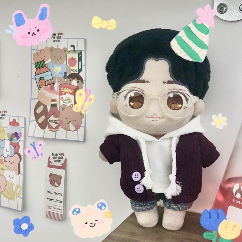 Set hoddie áo khoác tím sẫm cho doll 15,20cm