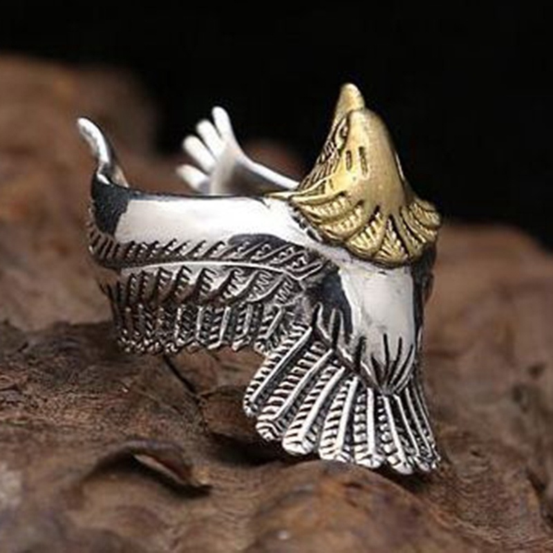 Nhẫn Hở Inox Hình Cánh Đại Bàng Phong Cách Vintage Thời Trang Cho Nam