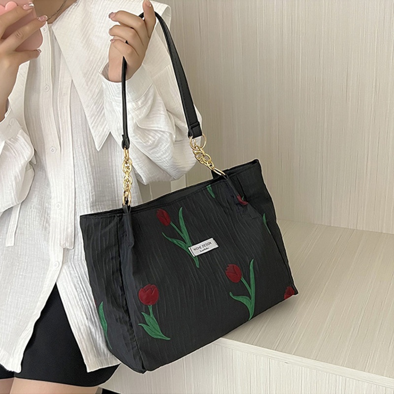 Túi Tote Đeo Vai / Xách Tay Sức Chứa Lớn In Họa Tiết Hoa Tulip Có Khóa Kéo Cho Nữ