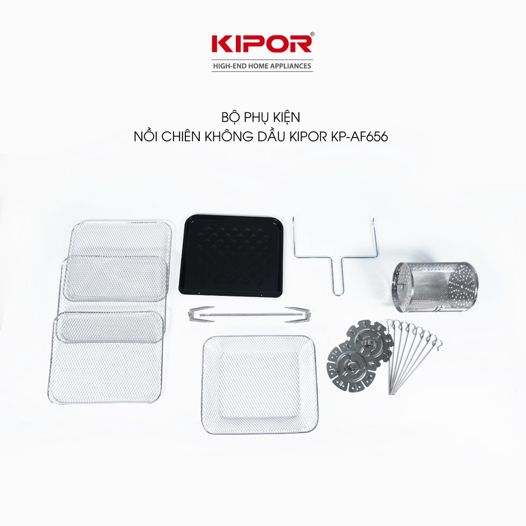 Nồi chiên không dầu KIPOR KP-AF656-18L-Điều khiển điện tử RAPID AIR-Chất liệu inox304-Bảo hành tại nhà 12 tháng