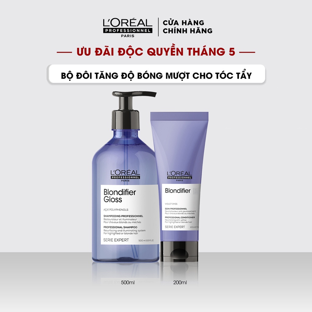 Combo gội xả chăm sóc chuyên biệt cho tóc tẩy Serie Expert Blondifier Gloss