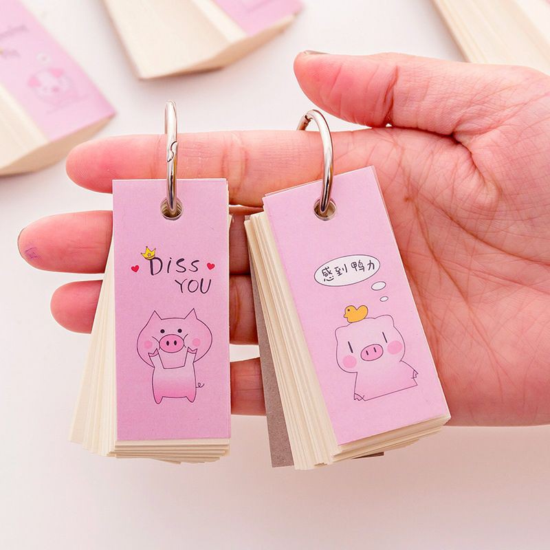 Flashcard thẻ học từ vựng Tiếng Anh, Nhật, Hàn, Trung/ flashcard hình chữ nhật ghi chú từ vựng họa tiết hoạt hình cute