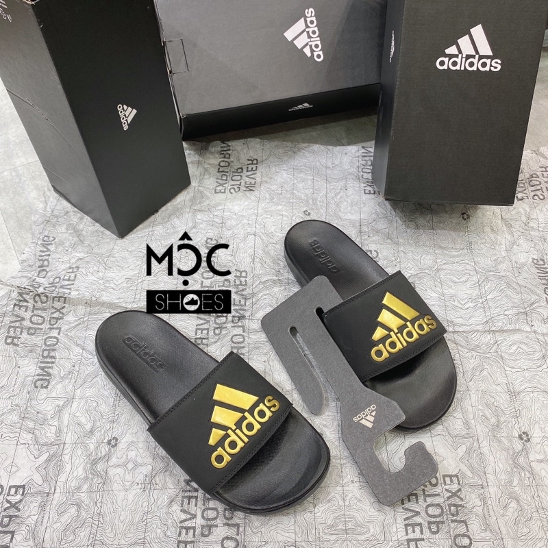[Chính Hãng] Dép quai ngang Adidas Cloudfoam Comfort Big Logo màu Gold