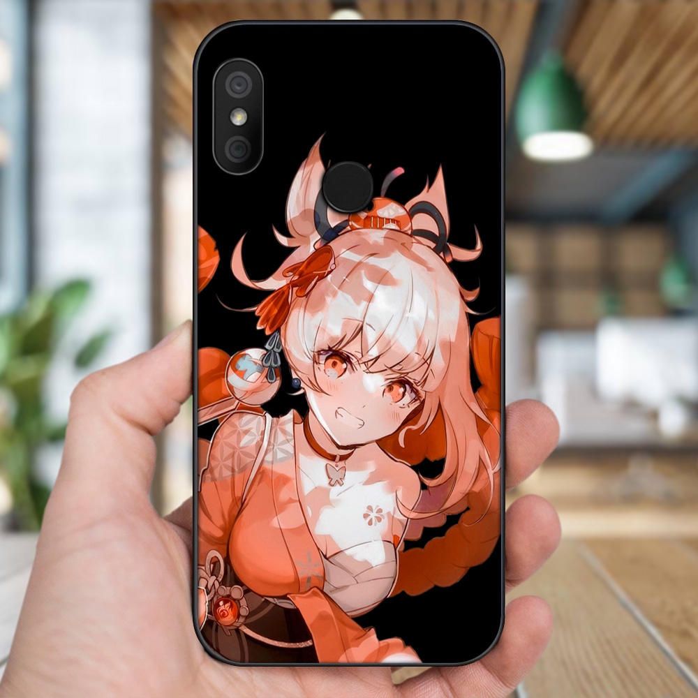 Ốp lưng Xiaomi Redmi 6 Pro, Mi A2 Lite viền đen in hình Yoimiya Genshin Impact