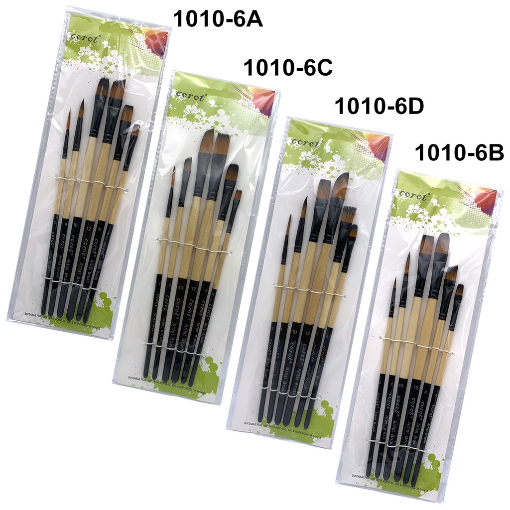 Set 6 Cọ Vẽ Màu Nước SeamiArt 4 Loại Tùy Chọn Khác Nhau Tiện Dụng
