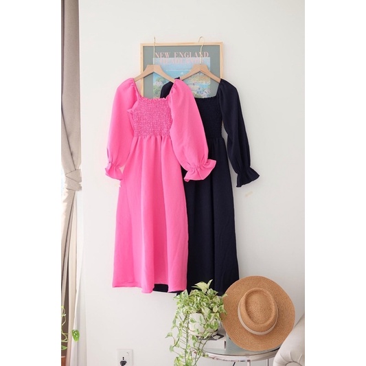 Ceci Cela - Đầm Chun Cổ Vuông Tiểu Thư Cloud