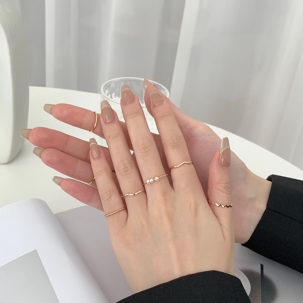 Set nhẫn đeo ngón tay thời trang phong cách Hàn Quốc trẻ trung