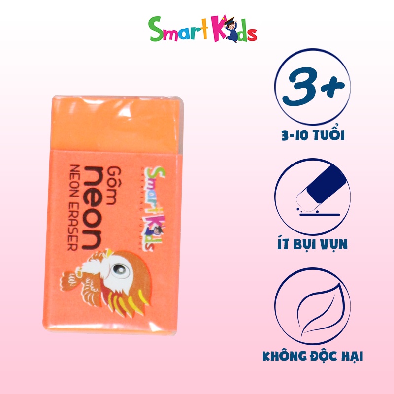 GÔM NEON SMARTKIDS (1 CÁI). Dành cho học sinh, sinh viên. Dễ dàng tẩy sạch chì. An toàn, không độc hại