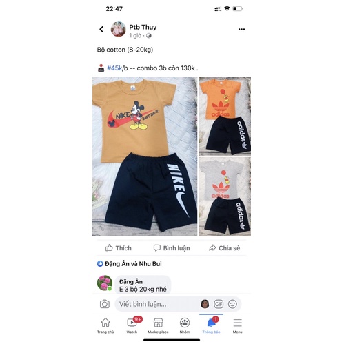 combo bộ  cotton bé trai(manhme)
