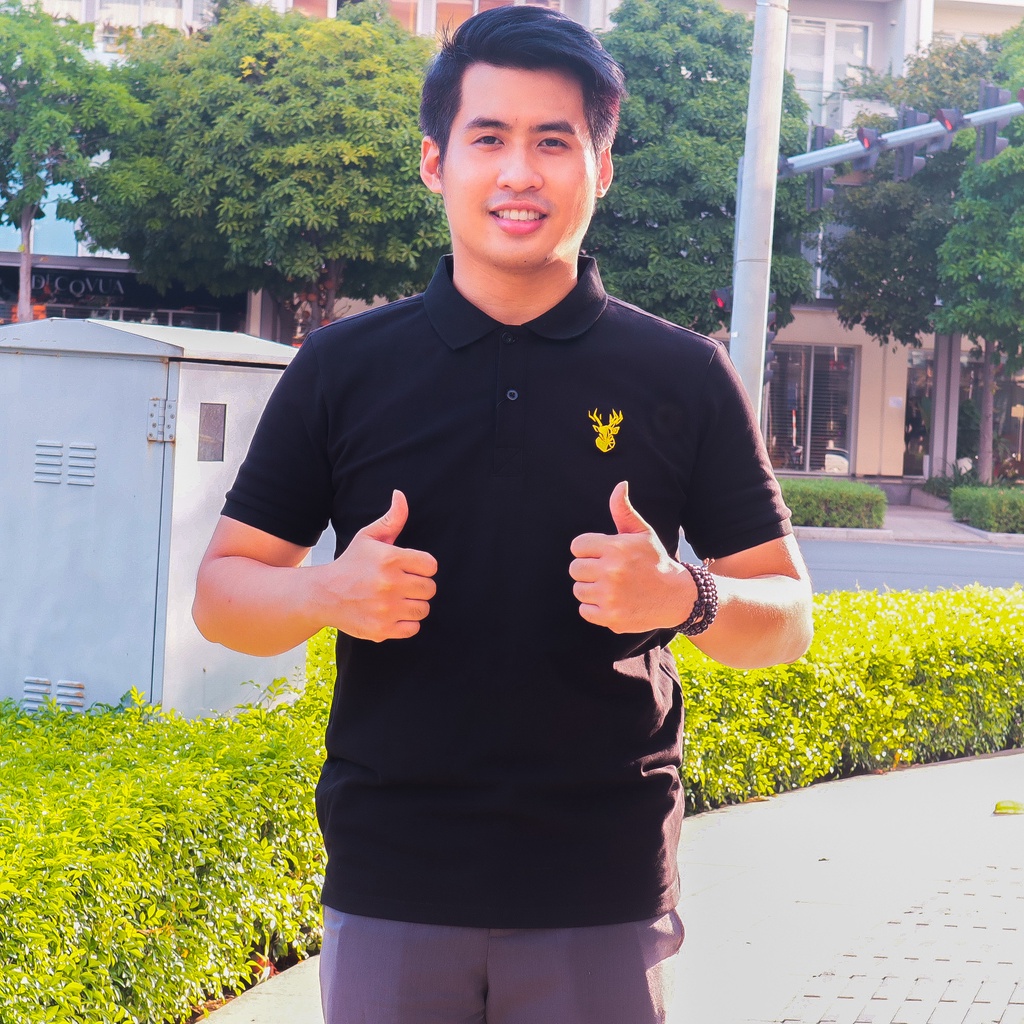 Áo polo nam , thương hiệu CADANO, thêu họa tiết, vải cotton co giãn màu đen lịch lãm - CADANO - CAD001 | BigBuy360 - bigbuy360.vn