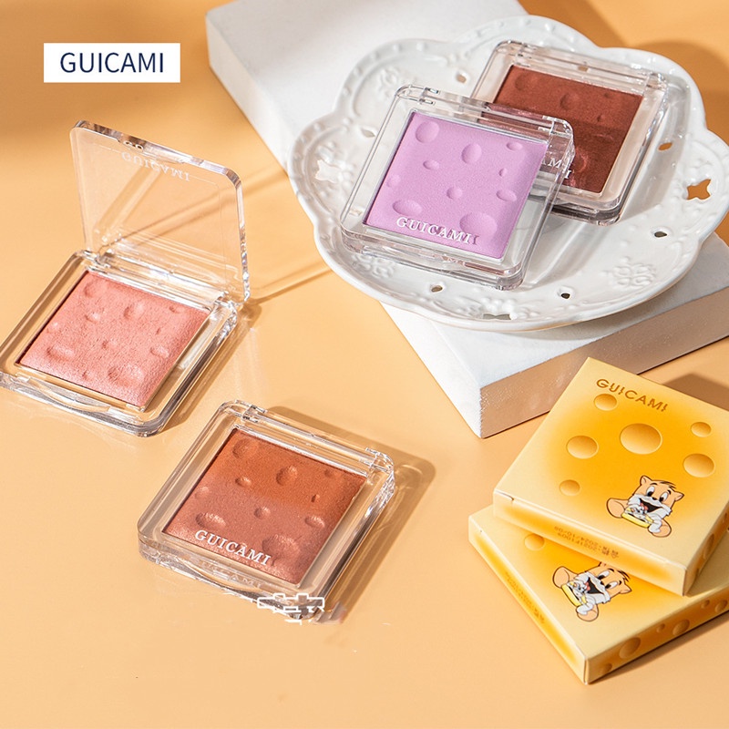 Phấn má mềm GUICAMI mịn 4 màu tùy chọn kiềm dầu kháng nước lâu trôi gắn gương