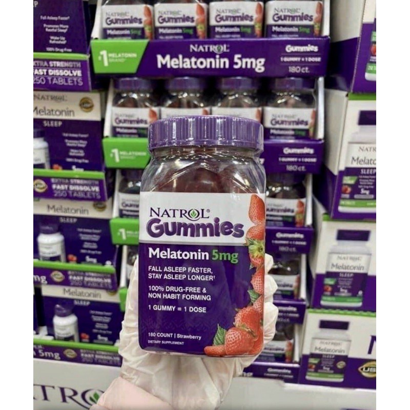 🍓🍒 Kẹo dẻo ngủ ngon Natrol Melatonin Gummies 5mg của Mỹ —hỗ trợ giấc ngủ🍓🍒