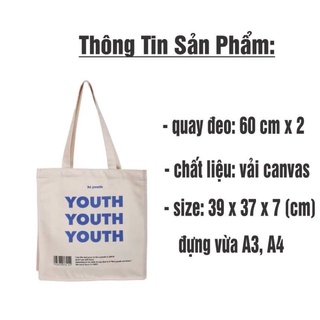 Túi tote canvas đáy vuông (khoá bấm+ ngăn phụ)
