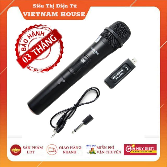 💥Micro Karaoke Không Dây V10 Dành Cho Loa Kéo, Amly, Loa Xách Tay Bluetooth.