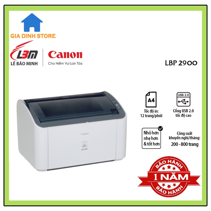 Máy in Canon LBP 2900 chính hãng Lê Bảo Minh phân phối, in cực nhanh, bảo hành 1 năm