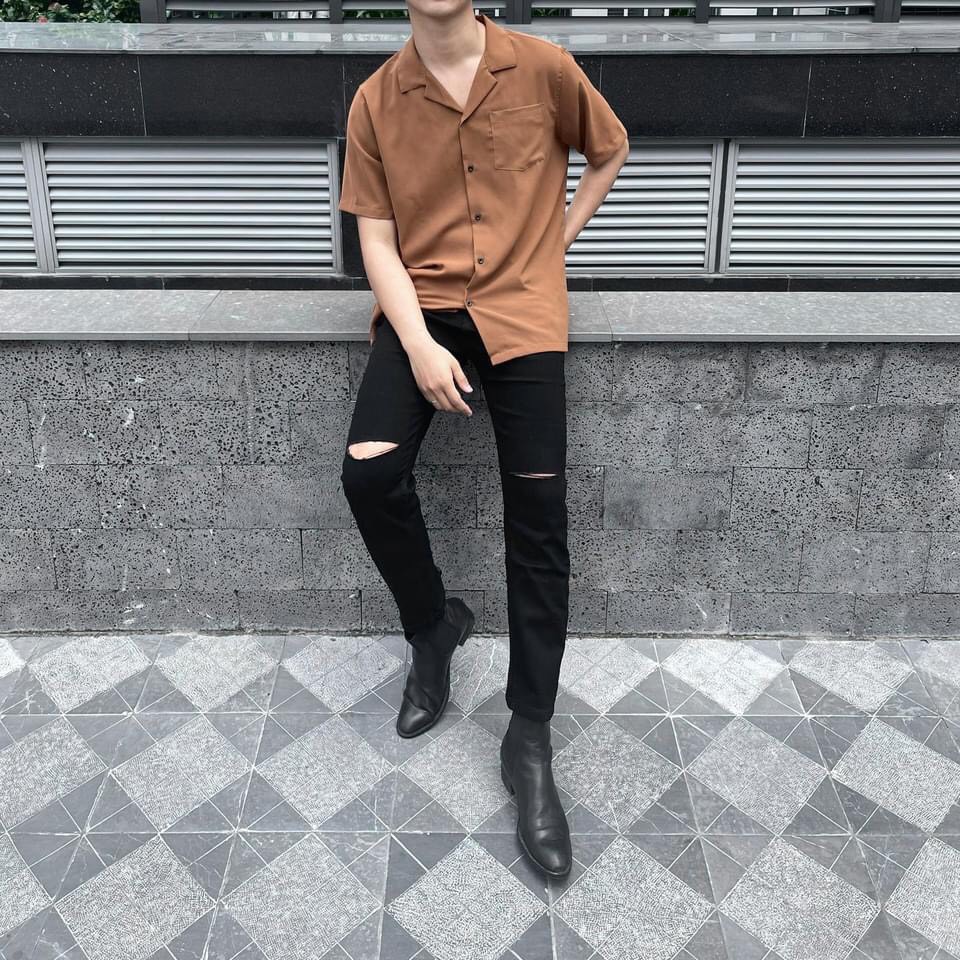 Quần Jean Đen Nam LAZY BOUTIQUE Trơn Rách Gối Quần jean đen cao cấp | BigBuy360 - bigbuy360.vn