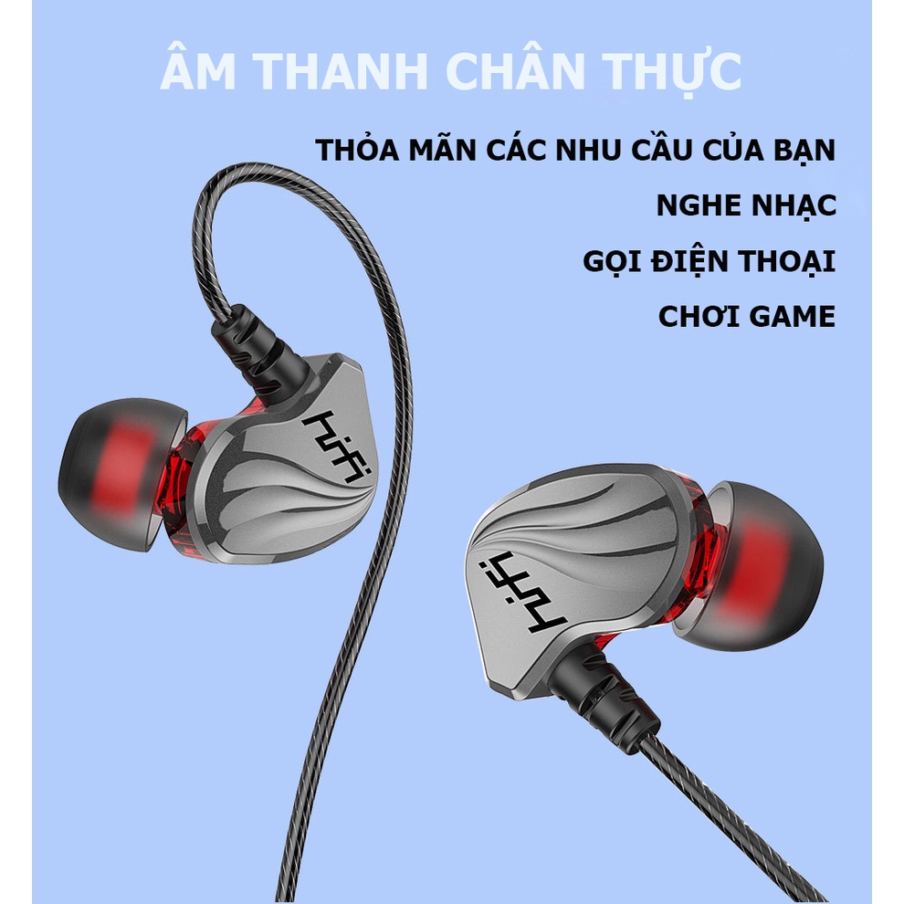Tai Nghe Nhét Tai S2000 3.5mm Chống Mồ Hôi Âm Thanh HIFI 6D Có Mic YKD YR