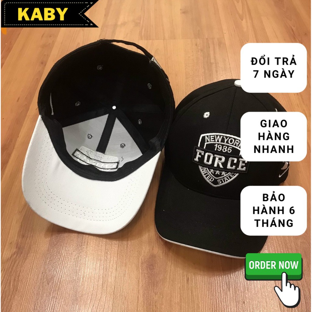 Mũ lưỡi trai ❤️ Nón kết thêu chữ nổi 3d force siêu hót màu đen chữ trắng form unisex nam nữ NK-032