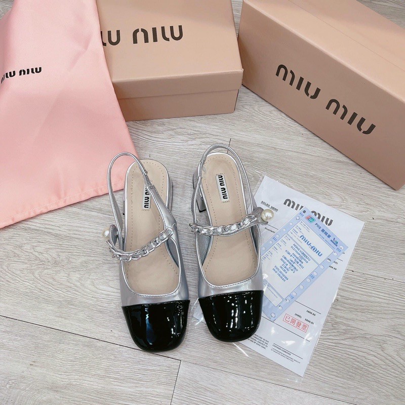 Sandal miu miu quai xích pha mũi fullbox
