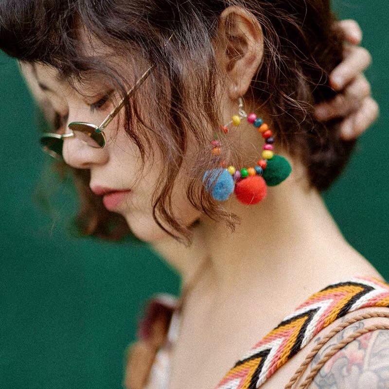 Bông Tai / Khuyên Tai Boho_Vintage Sắc Màu M180 Chụp Ảnh thời trang nữ giới