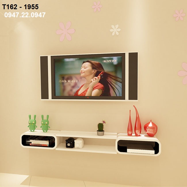 Kệ tivi treo tường DIACHIRE gỗ lõi xanh chống ẩm cho tivi từ 32inch T03 + TẶNG 10 hình tròn gỗ 3D dễ thương