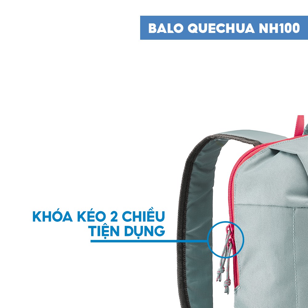 Balo mini QUECHUA nh100 10 lít tiện dụng cho leo núi, dã ngoại - xanh kaki nhạt