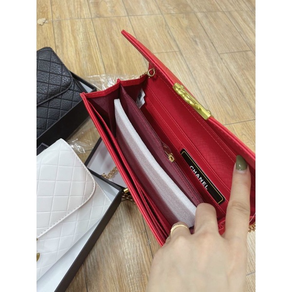 Ví cầm tay nữ, size 25, có dây đeo chéo, fullbox