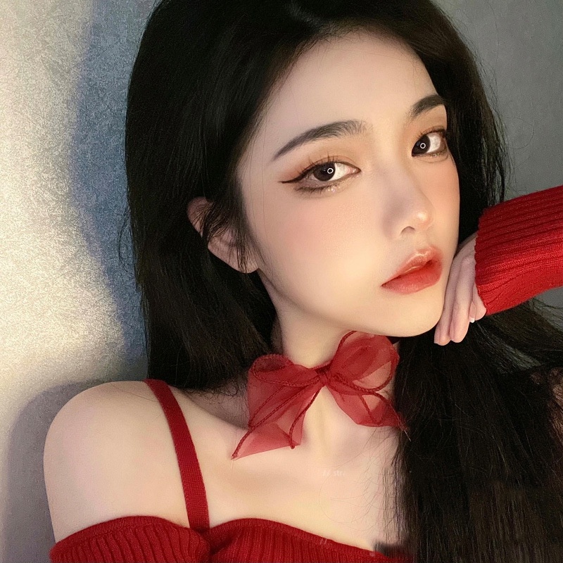Vòng Cổ Choker Ren Màu Đen Phối Nơ Phong Cách Âu Mỹ Cho Nữ