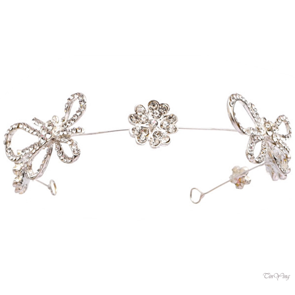 Cài tóc nữ GETNOIVAS dây hợp kim mỏng hình hoa đính đá lấp lánh
