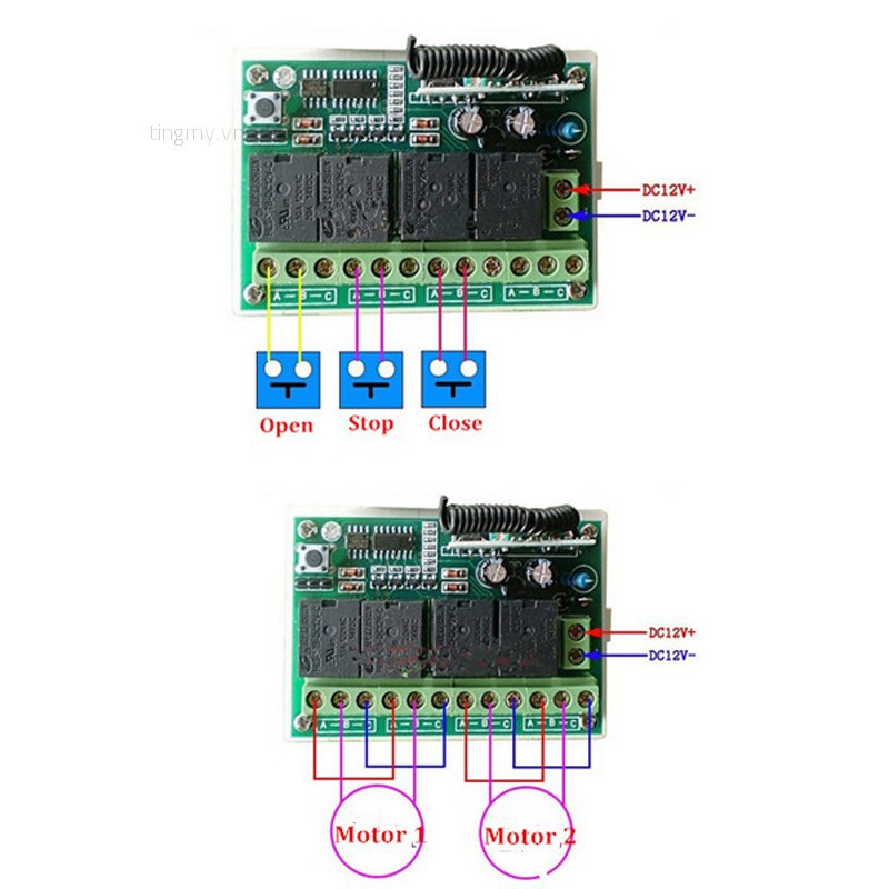 Bộ Công Tắc Điều Khiển Từ Xa Không Dây 4 Kênh DC12V + Máy Thu Phát + Nắp Đậy