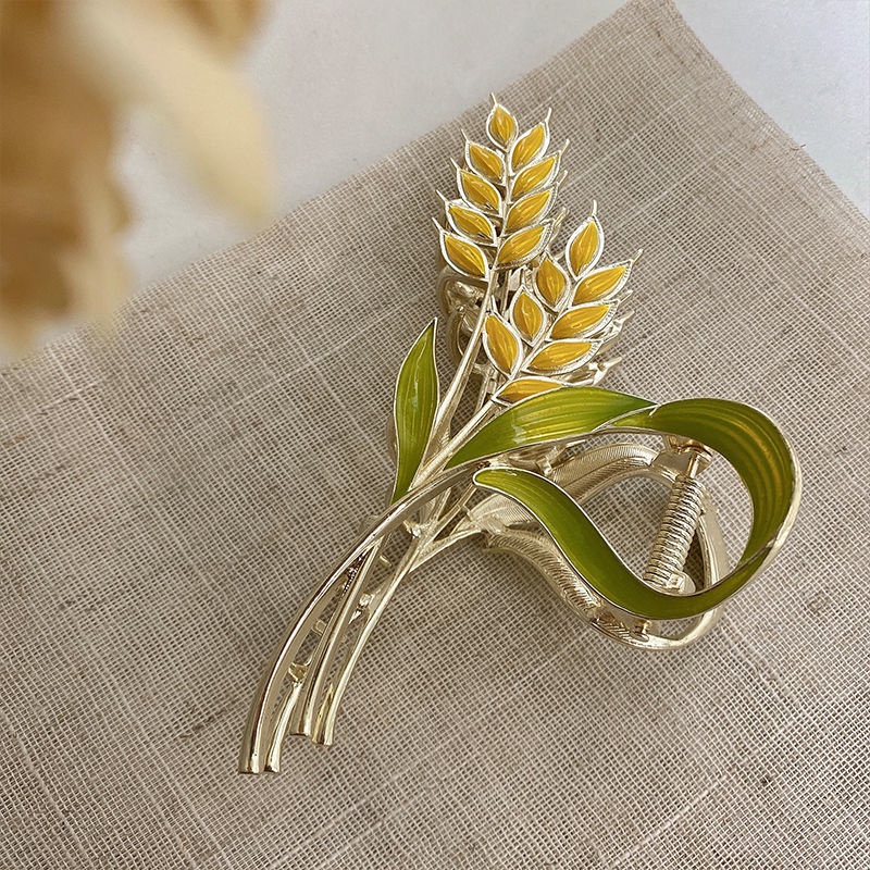 Kẹp Tóc Màu Vàng / Xanh Lá Cỡ Lớn Thời Trang Mùa Hè Tinh Tế Cho Nữ