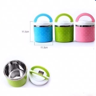 Cặp lồng, hộp cơm 3 ngăn inox chấm bi