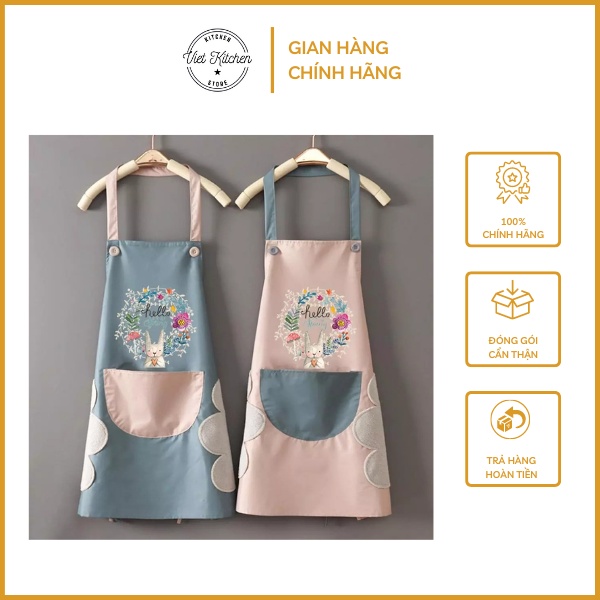 Tạp Dề Hình Hoa VietKitchen Tạp Dề Nấu Ăn Tay Dài Chống Thấm Nước Và Dầu Tiện Lợi