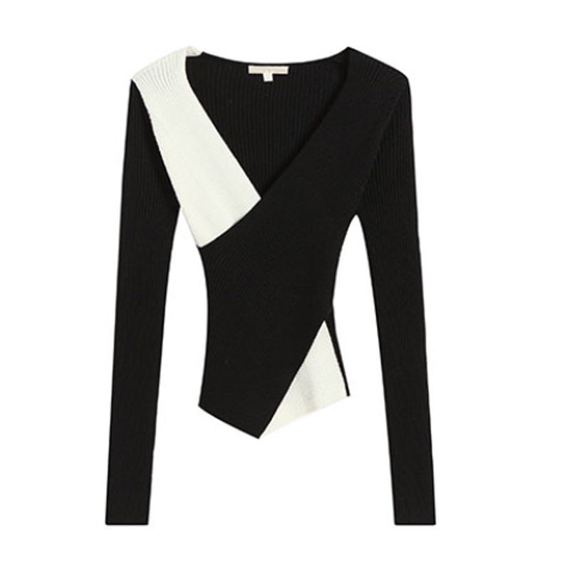 COZOK Áo Len Tay Dài Cổ Chữ V Vạt Chéo Ôm Dáng Thời Trang Dành Cho Nữ