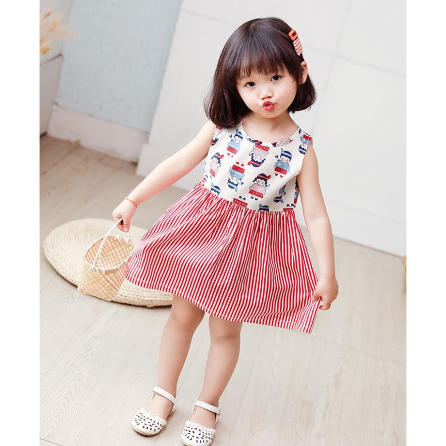 Đầm thun bé gái DINOKING Váy trẻ em mùa hè chất cotton hoa nhí đẹp xinh dễ thương cho bé 1 - 6 tuổi VA05  ྇