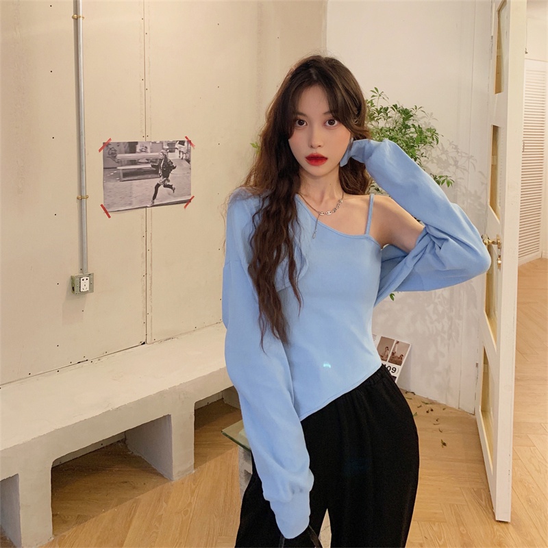 Set áo hai dây + áo khoác cardigan ngắn tay dài phong cách Hàn Quốc cho nữ chất lượng cao