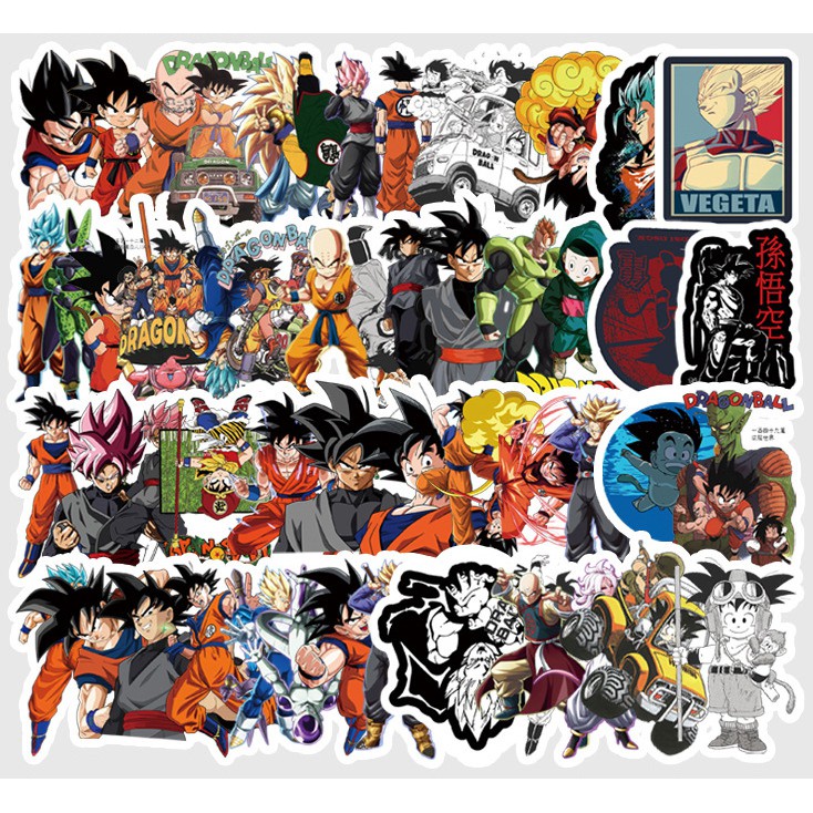 [Set 50 Cái] Bộ Sticker hoạt hình Dragon Ball dễ thương dán laptop, mũ nón bảo hiểm, vali, xe tay ga, ván trượt - DB.058