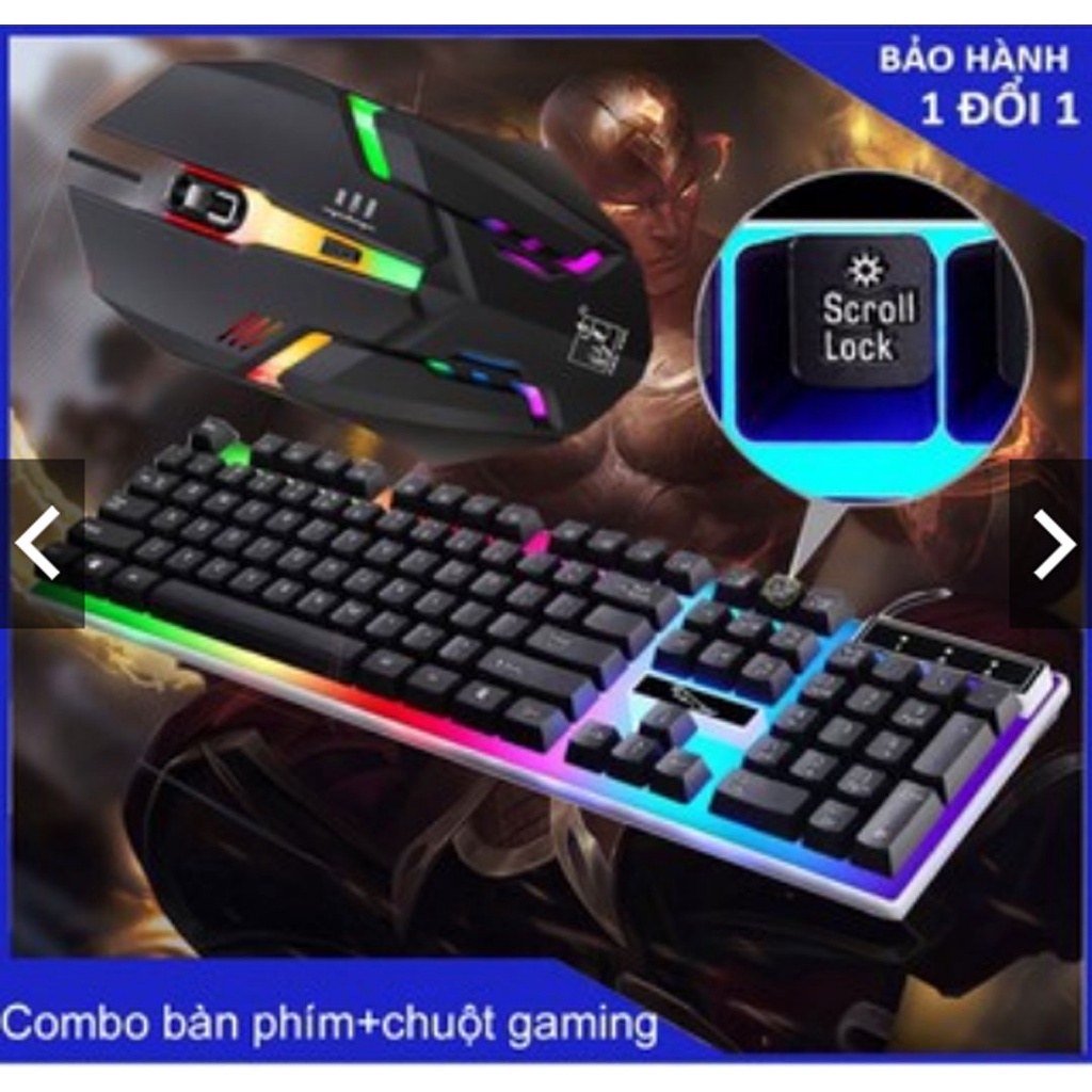 bàn Phím và Chuột máy tính Văn Phòng chơi games giả cơ có led 7 mầu dùng cho pc laptop