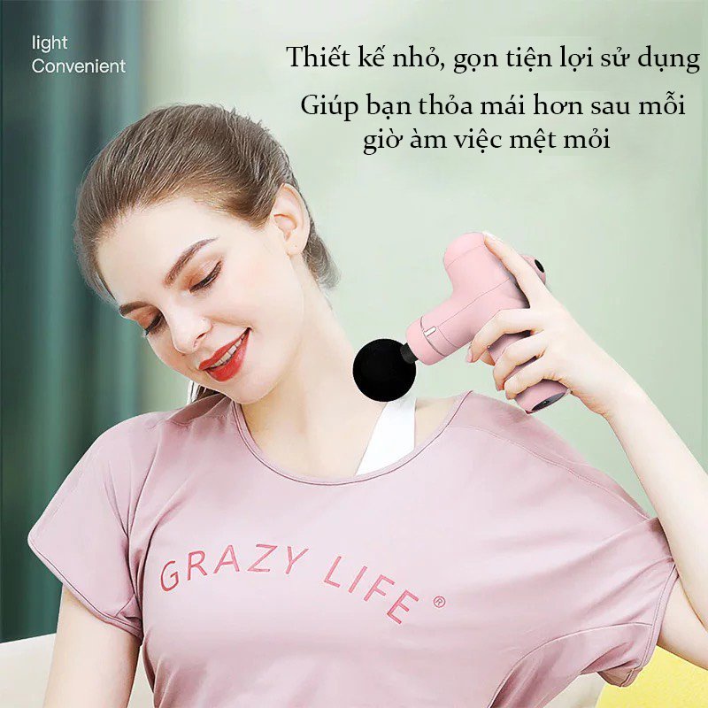 Máy Massage Gun, Súng massage Cầm Tay NJR-5688 Mini Công Suất 24W 4 Đầu Làm Giảm Đau Cơ Gọn Cơ Thể - Chính Hãng