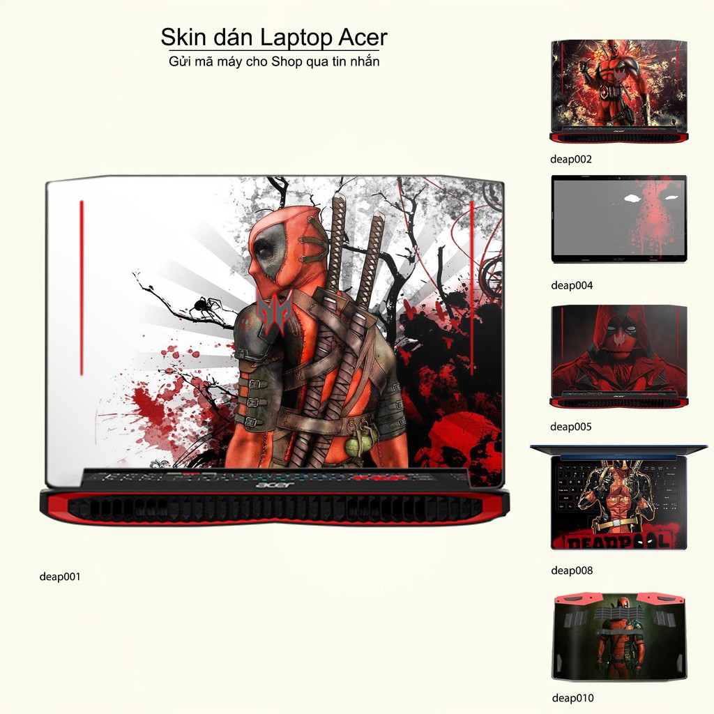 Skin dán Laptop Acer in hình Deadpool (inbox mã máy cho Shop)