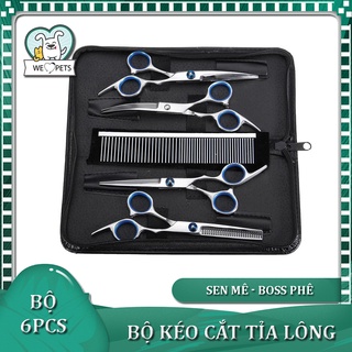 Bộ Kéo Cắt Tỉa Lông Cho Chó Mèo 4 kéo 1 lược - Kéo cắt lông chó mèo - Lida Pet Shop