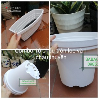 Combo 10 chậu trồng cây tròn và 1 chậu thuyền
