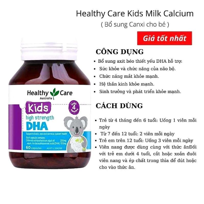 Viên uống Healthy Care Kids DHA 60 viên của Úc (mẫu mới)