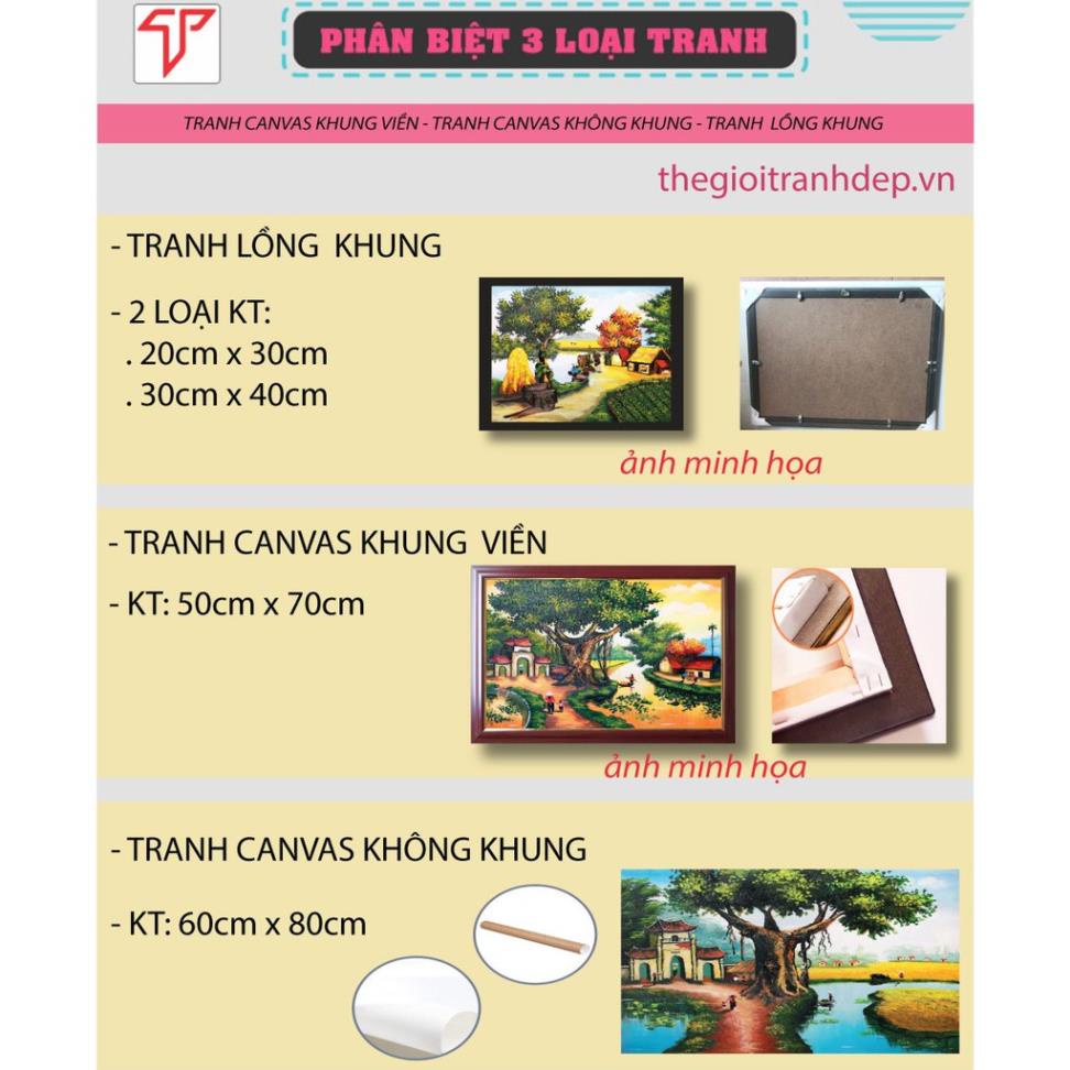 Tranh treo tường trang trí phòng khách, văn phòng, tranh canvas phong cảnh đồng quê, phong cảnh ven sông TDQ-33