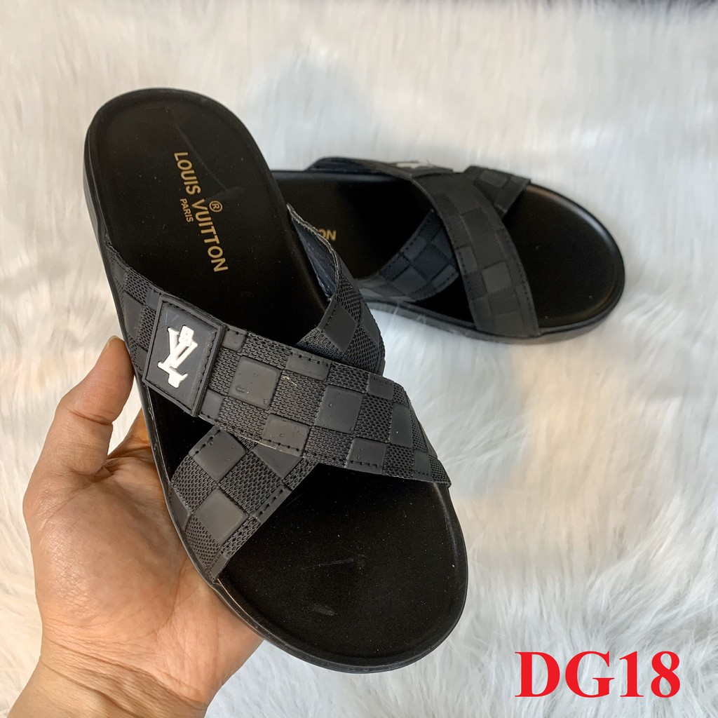 Dép LV ❤️FREESHIP❤️ Dép nam LV quai ngang - Dép Nam 2 Quai Cao Cấp DG18