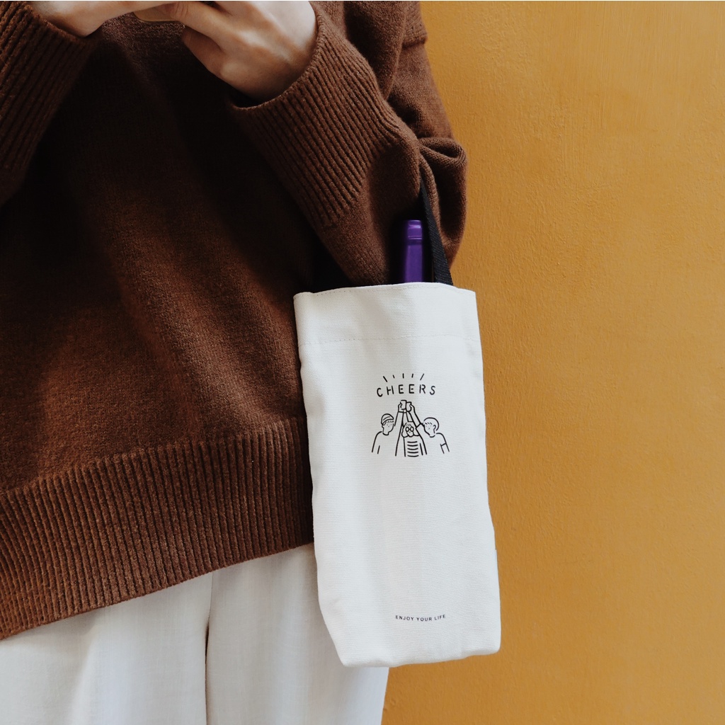 Túi đựng ly trà sữa cốc giữ nhiệt vải canvas xinh xắn thân thiện với môi trường