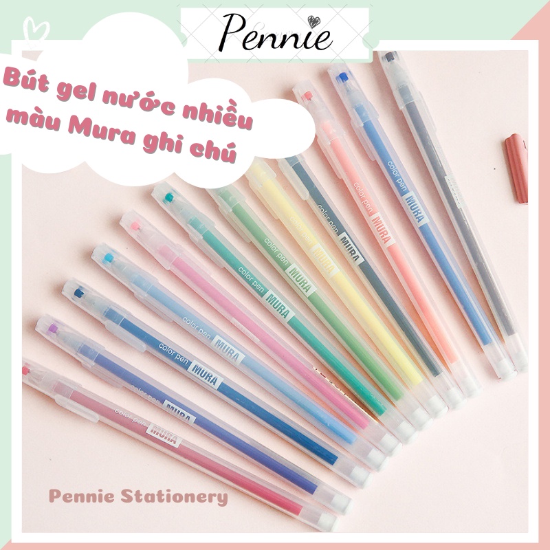 Bút gel nước Mura nhiều màu ghi tiêu đề bài học đánh dấu thông minh ngòi bút 0.5mm