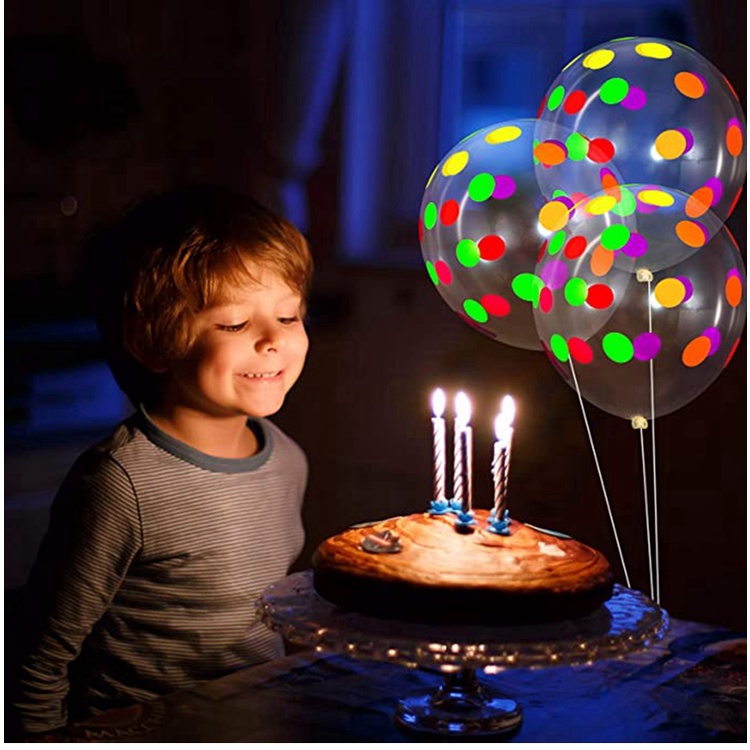 Bộ 10 bong bóng 12 inch trong suốt chấm bi trang trí tiệc